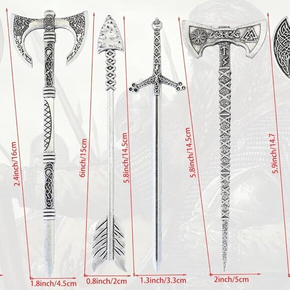 Celtic Hair Accessories 6 pcs Viking Hair Sticks Clips Unique Nordic Gift Women